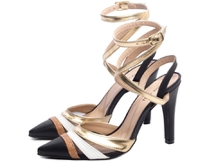 Scarpin Torricella Salto 9 cm Multicolorido Metalizado Preto - comprar online