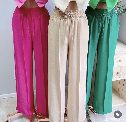 Calça Pantalona Elástico & Cordinha