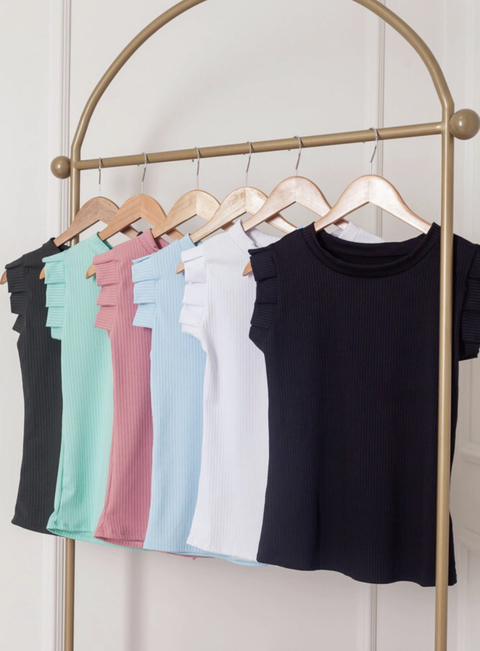 Blusa Canelada manga frufru