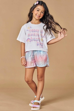Conjunto de Blusa Boxy Over em Meia Malha e Shorts em Nylon Kukiê - comprar online