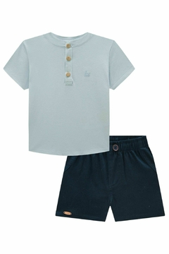 Conjunto Bata Piquet com Elastano e Bermuda em Sarja Stretch com Elastano- Lucboo