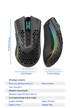 Imagem do Redragon storm pro m808-ks rgb 2.4g sem fio ultraleve
