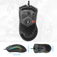 Redragon storm m808 usb com fio rgb gaming ultralight honeycomb mouse 12400 dpi