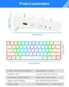 REDRAGON K530 RGB Draconic Pro Suporte Bluetooth 5.0 sem fio 2.4G USB 3 modos Te - loja online