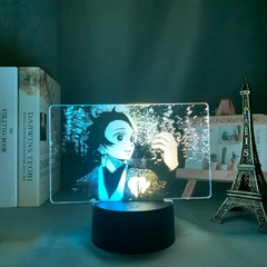 Lâmpada colorida do anime Kimetsu No Yaiba Tanjiro para decoração de quarto, presente de aniversário ,Manga Demon Slayer luz led em dois tons na internet
