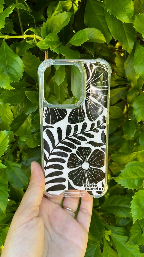 FUNDA CELU BLOSSOM NEGRA