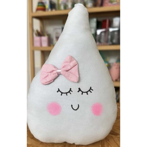 ? Almofada Decorativa Gotinha Fofa com Lacinho Rosa – Infantil / Quarto Bebê