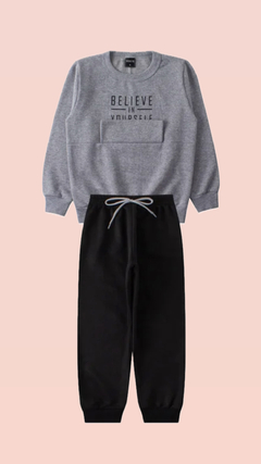 CONJUNTO DE MOLETOM PELUCIADO - CINZA BELIEVE IN YOURSELF - comprar online