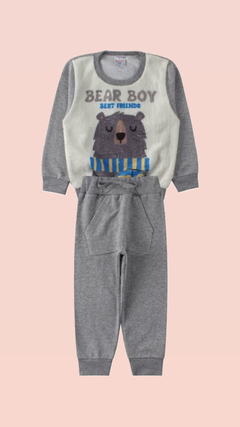 CONJUNTO DE MOLETOM PELUCIADO - URSINHO CINZA DE PELINHO - comprar online