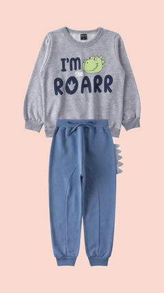 CONJUNTO MOLETOM PELUCIADO - DINOSSAURO I’M THE ROAR