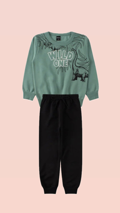 CONJUNTO DE MOLETOM PELUCIADO - DINOSSAURO WILD ONE - comprar online