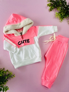 CONJUNTO MOLETOM PELUCIADO -CAPUZ COM PELINHO RISA NEON - CUTE - Store Baby