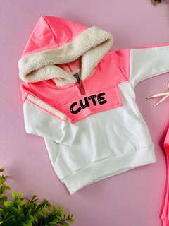 CONJUNTO MOLETOM PELUCIADO -CAPUZ COM PELINHO RISA NEON - CUTE - comprar online