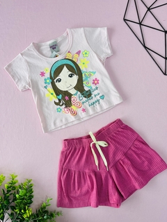 CONJUNTO CROPPED ROSA COM FLORES E SHORT na internet