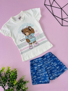 CONJUNTO CAMISA E SHORT SUPLEX COM LETRAS - URSO COM FONE DE OUVIDO na internet