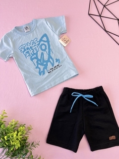 CONJUNTO CAMISA E SHORT AZUL - SPACE SHIP - comprar online