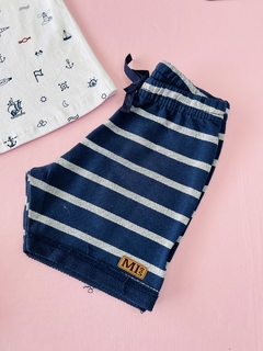 CONJUNTO CAMISA E SHORT LISTRADO - MARINHEIRO AZUL - loja online