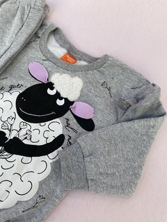 CONJUNTO MOLETOM PELUCIADO - OVELHA CINZA na internet