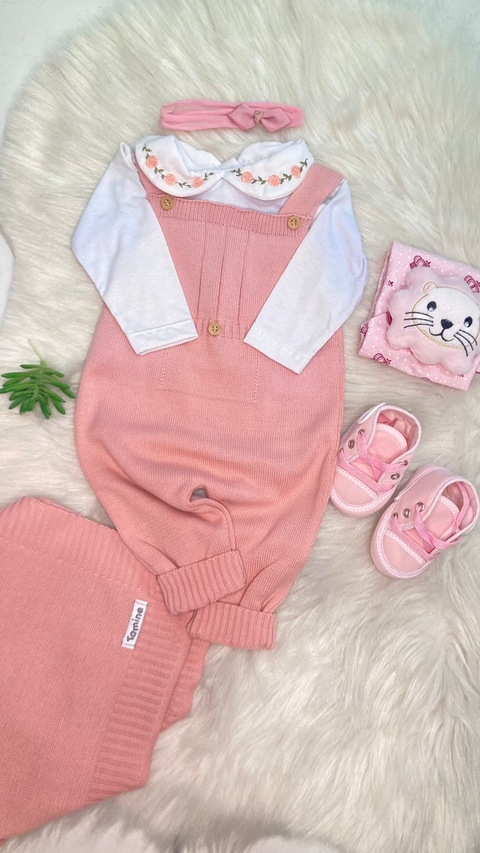 Kit Saída Maternidade em Tricot Rosa