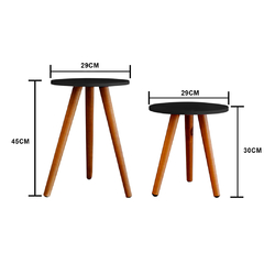 kIT Conjunto de Mesinhas Canto E Apoio Pe Palito Madeira Tripe Porta Quadros E Objetos MDF Branco Ou Preto
