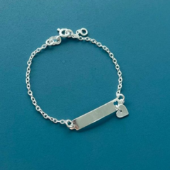 Pulseira Infantil Plaquinha Coração - Prata 925