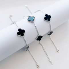 Pulseira Trevo Black - Prata 925