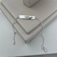 Pulseira Plaquinha Coração Vazado -Prata 925