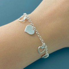 Pulseira Corações - Prata 925