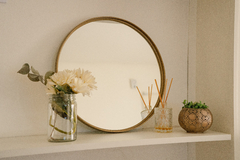 ESPEJO MARCO PVC ANCHO REDONDO DORADO 60CM - comprar online