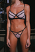 Conjunto corpiño con aro de tul y terciopelo con colaless regulable (2055A) - tienda online