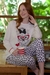 Pijama de dama manga larga de jersey estampado Yorkie (2405E)
