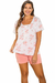 Pijama de dama manga corta con puntilla y short Bettina (24058) - comprar online