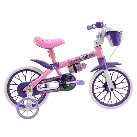 BICICLETA ARO 12 FEM CAT LILAS/ROSA/BRANCO (SELIM P.U)