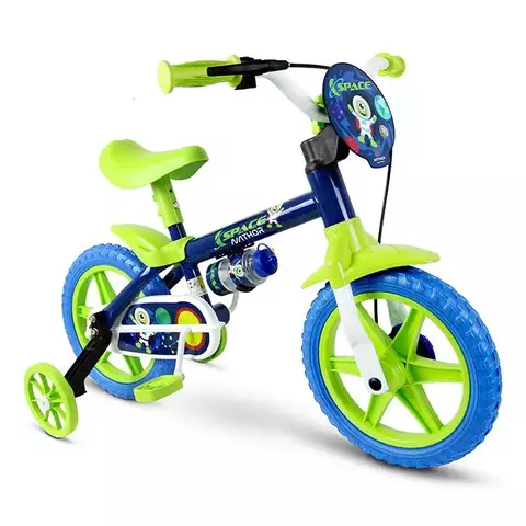 BICICLETA ARO 12 MASC SPACE AZUL/VERD NEON