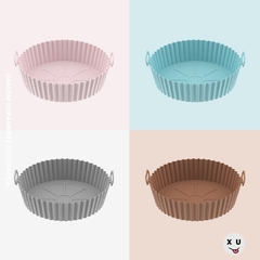 Cesto de Silicone Redondo Air Fryer e Forno Forma para Fritadeira Elétrica com Alça na internet