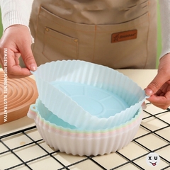 Cesto de Silicone Redondo Air Fryer e Forno Forma para Fritadeira Elétrica com Alça - comprar online