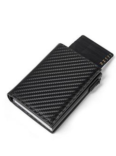 Carteira Slim Porta Cartões De Couro Antifurto Fibra De Carbono Carteira Masculina Porta Cartões