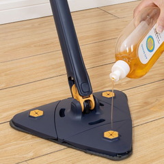 Esfregão Multifuncional Limpeza Doméstica 360º Mop Triangular Ajustável Alça De 1,3m Função de Espremer Água