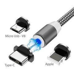 Cabo Carregador Magnético 3 Em 1, Compatível Para IPhone / Android / Tipo C Excelente - comprar online
