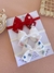 kit Laço Maitê | Bordado| Personalizado | 3 unidades | Linho Vermelho e Linho Branco - comprar online