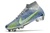 Chuteira Campo Elite Air Zoom Mercurial Vapor Branco e azul Cano Alto
