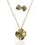 Conjunto Vitória Colar + Par de Brincos com Zircônia Azul Tiffany Banhado em Ouro 18k - comprar online