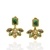 Brinco Jade Meia Flor com Pedras de Zircônias Coloridas Banhada a ouro 18k
