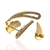 Imagem do Brinco Lira Ear Cuff Curvo Vazado Cravejada com Zircônias Branca em Banho Ouro 18k