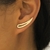 Brinco Lira Ear Cuff Curvo Vazado Cravejada com Zircônias Branca em Banho Ouro 18k - Dabru Joias