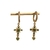 Argola com Pingente de Cruz Cravejada Detalhes Verde Banhada a Ouro 18k - Dabru Joias
