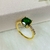 Anel Esmeralda Solitário com Detalhes em Zircônia Branca em Banho de Ouro 18k