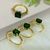 Anel Esmeralda Solitário com Detalhes em Zircônia Branca em Banho de Ouro 18k na internet