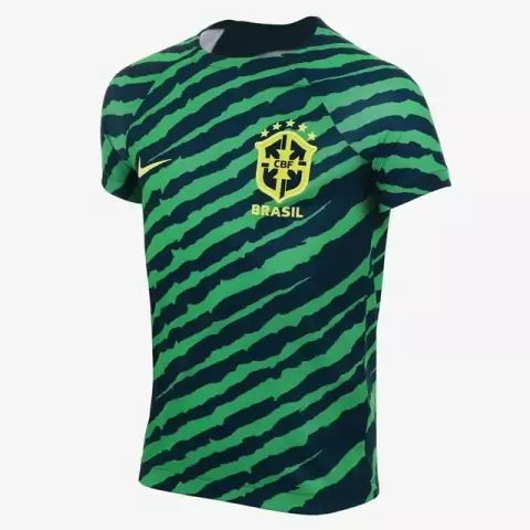 Camisa Seleção Brasileira Pré-Jogo 22/23 Torcedor Nike Masculina - Verde+Azul