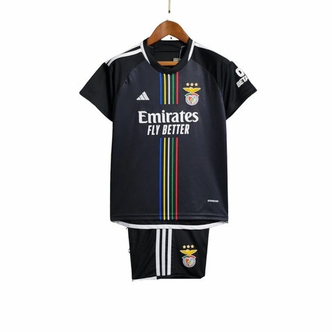 Kit Infantil Benfica Away 23/24 Adidas - Preto